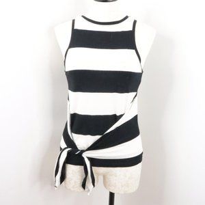 Rowley Love Kit Women's S Black White Striped Tie-Waist Sleevless Tank Top